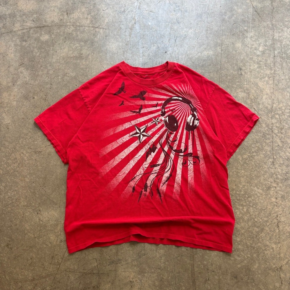 Y2K Carbon Denim Co Headphone Graphic T Shirt SIze XL
